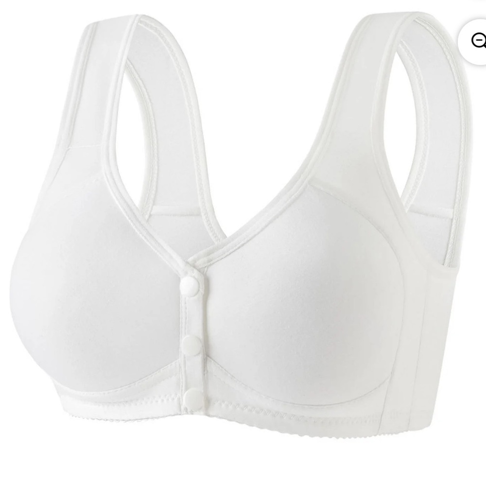 Daisy White 3‎ Button Front-Closure Cotton Comfort Bra